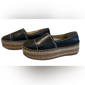 PRADA Black Leather Espadrilles. Size 7.5